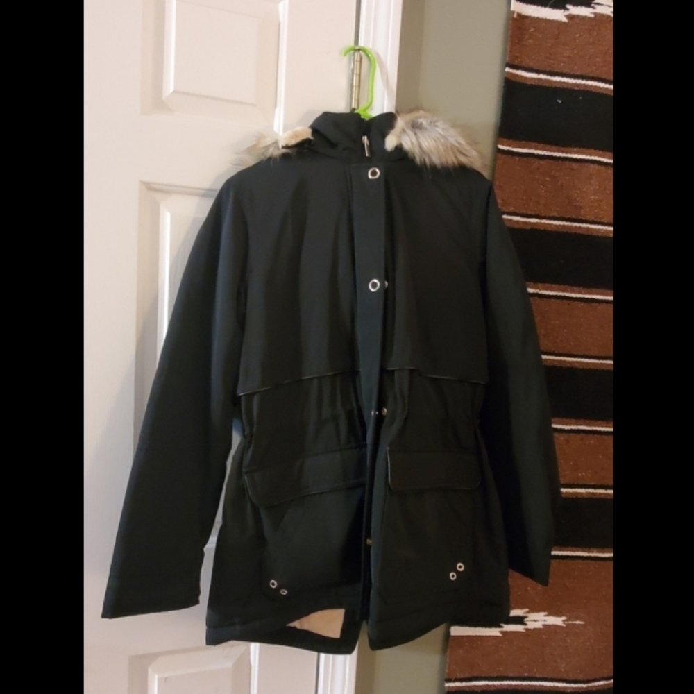 Faux fur lined winter coat